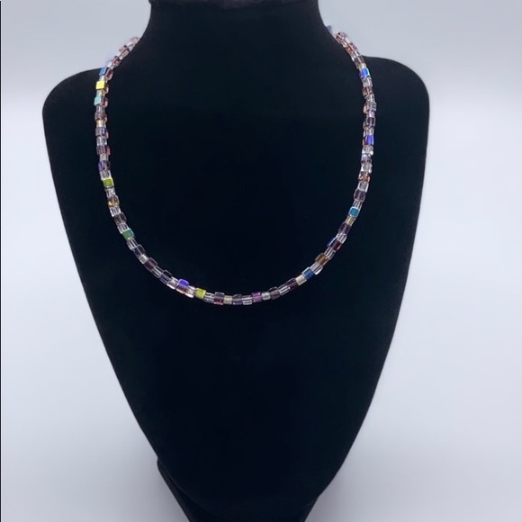 Handmade Glass Cube Bead Necklace & Bracelet Set - Picture 5 of 11